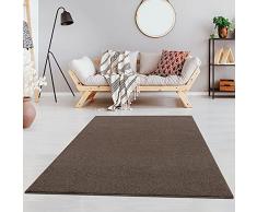 Fashion4Home Alfombra de Pelo Corto Liso para salón, habitación de los niños, Dormitorio, Estudio, Oficina, Pasillo y Cocina, Color: marrón/Topo tamaño: 80 x 150 cm