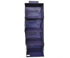 Organizador Armario 30 x 30 x 84 cm, con 4 estantes, Ahorra Espacio portatodo para Colgar para magliones, Camisetas, Zapatos, Bolsos - Azul - House Collection
