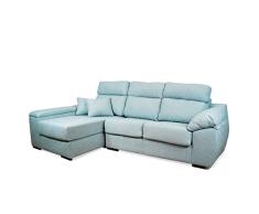 SHIITO - Sofá de 3 Plazas y Chaise Longue Izquierda - 280 x 100 x 90/160 cm - Modelo Sofía - con Arcón - Tapizado en Tela - Desenfundable - Azul Claro