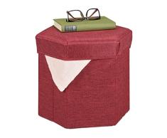 Relaxdays Taburete Plegable con Espacio de Almacenamiento, Acolchado Suave, para salón, Tela, 31 x 36 x 32 cm, Color Rojo Oscuro