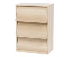 Iris Ohyama, mobiliario, biblioteca, estante de almacenamiento, 3 puertas plegables, diseño, sólido, moderno, multi-uso, escritorio, habitación, salón - Flap Rack Chr - 3 - Marron Clair