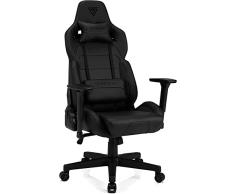 SENSE7 Juegos Sentinel Oficina Gamer Silla ergonómica Reposabrazos Marco de Acero de una Pieza Ángulo de inclinación Ajustable, Cuero, Negro, 40-48 x 72x59