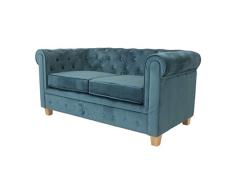Zons Manhattan - Sofá de terciopelo azul, madera, 1