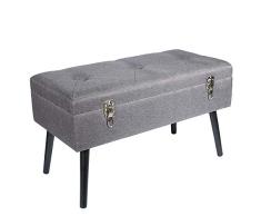 THE HOME DECO FACTORY HD6595 Banco baúl Maleta, Poliéster Madera, Gris, 78 x 40 x 46