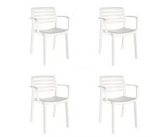 GARBAR Wind Set 4 Silla con Brazos Interior, Exterior | jardín, terraza, balcón, Salon, Cocina, Comedor | diseño, Ligero, apilable | Blanco