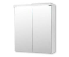 Stella Trading POOL - Armario con espejo para baño con iluminación LED en color blanco, moderno espejo de baño con mucho espacio de almacenamiento, 60 x 68 x 20 cm