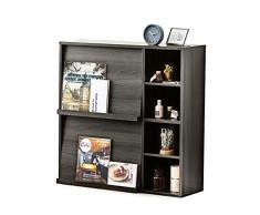 Iris Ohyama, Mueble de almacenaje con 4 estantes y 2 puertas plegables / Armario de madera / Estante plegable, Diseño,Modular, Oficina, Casa biblioteca - Flap Rack - FR-F2 - Roble Gris