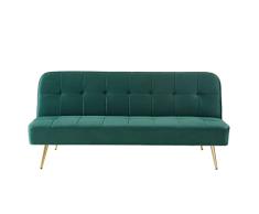 BAÏTA Aroma Sofá Convertible de 3 plazas, Terciopelo, Verde, 181 x 83 x 79 cm