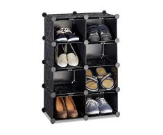 Relaxdays Zapatero con 8 Compartimientos, Negro, 195x60x63 cm