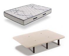 HOGAR24 ES Colchón Xtrem Pocket de Muelle Ensacado + Base Tapizada con Válvulas de Transpiración y 6 Patas 26 cm, 90x190 cm