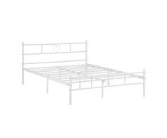 MEUBLE COSY Marco de Cama de 140 x 190 cm, Doble de Metal para Adultos, Gran Espacio en Lamas