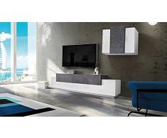 Homemania Módulo de Pared Coro con Soporte de TV, Tablero de Aglomerado de Melamina, Blanco, Antracita, 330 x 45 x 182 cm