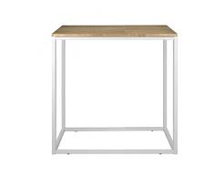 DS Dropshipping Mesa Recibidor iCub. Color Blanco. Dimensiones 100x35x80cm. Diseño Vintage Industrial. Fabricada en Madera de Pino Maciza con Aspecto Envejecido y Estructura de Tubo de Acero.