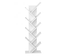 Meerveil Estantería de Madera en Forma de Árbol,Exquisito Estante para CD de 9 Capas,Revistero, Diseño Simple, Ahorro de Espacio, Blanco