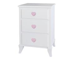 Juvenilesoutlet Mesita de Noche Infantil con cajones Corazon (Pomo corazón Rosa)