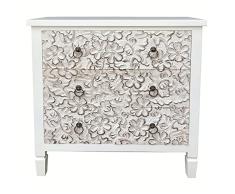 DRW Cómoda con 3 Cajones de Madera DM Abeto en Blanco 78x30x78cm