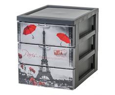 Iris Ohyama, Torre de almacenamiento, 3 cajones de 2 L, asas ergonómicas, sala de estar, dormitorio, oficina - Style Chest SCF-A5 - París