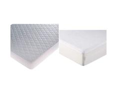 Candido Penalba Penalba DH Susi Protector de Colchon Rizo Impermeable, Algodon, Blanco, Individual, 190 x 90 x 30 cm + Super Protector de colchon, Rizo Impermeable, 90 x 190/200 cm, Blanco