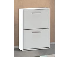 SHIITO - Zapatero - 25 x 57 x 73 cm - Modelo Aura - 2 Puertas - Espacio para Guardar 6 Pares de Zapatos - Ideal para la Entrada y Dormitorio - Blanco