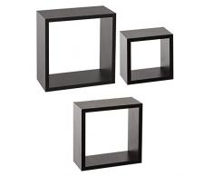 5 five simply smart Juego de 3 estantes de Pared cúbicos Negros