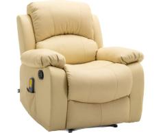 Astan Hogar Sillón Relax con Reclinación Manual (Sistema Pared Cero), Masaje Y Termoterapia, Modelo Ramón AH-AR30910CR, Crema,