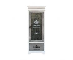 Rebecca Mobili Vitrina provenzal, 1 cajón, 1 puerta, madera, blanco gris, decoración hogar, accessorios entrada salón- Medidas: 88 x 32 x 26 cm ( AxANxF) - Art. RE6093