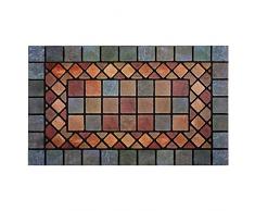 Nicoman Elegante tapete de Barrera para Azulejos ecológicos, Antideslizante para Puerta de Interior/Exterior, Rectangular (75 x 44 cm), Borde Azul