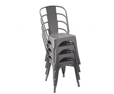 Amazon Basics - Sillas de comedor de metal, juego de 4 sillas, color gris oscuro
