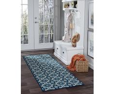 Universal Rugs Tiffany Floral Camino de transición Accent Alfombra, Azul Marino, 221 x 79 cm