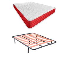 DUÉRMETE ONLINE - Cama Completa con Colchón Lite Reversible (Cara Invierno/Verano) + Somier Basic con 4 Patas Abrazadera,105 x 190