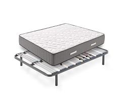 Hogar24 - Conjunto de descanso 120 x 180 cm - Colchón Bio Natur Fresh 30 + Somier Multiláminas Con Reguladores y Patas de Metal De 26 cm