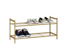 Relaxdays Zapatero Metálico Sandra, 2 Estantes, Organizador Zapatos, 6 Pares, Acero, 33,5 x 69,5 x 26 cm, Marrón Miel, Marroncino