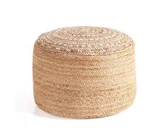 Oresteluchetta Puf de Yute New Lace, poliéster, Natural, Blanco, único