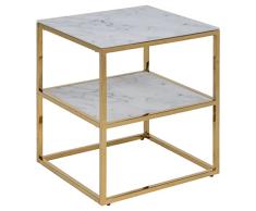 AC Design Furniture Antje Mesita de Noche, Vidrio Metal, Blanco, H: 50,5 x B: 45 x T: 40 cm