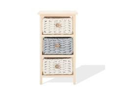 Rebecca Mobili Cómoda con Cajones Estrecha, Mesita de Noche Montada, 3 Cajones, Madera de Pino Algodón, Moderna, Beige Blanca Negra, Ahorra Espacio - Dimensiones: 57,5×30×25 cm - Art. RE6666