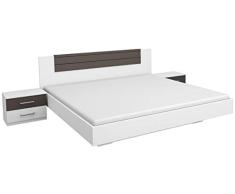Rauch Möbel Barcelona Cama 160 x 200 cm, Color Blanco, Incluye 2 mesitas de Noche, Madera, Alpine White Deposición Lavagrau, 180 x 200 cm