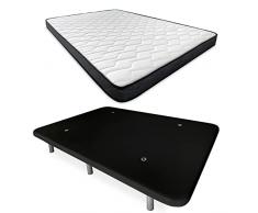 Somnia Descanso - Cama Completa con Colchón Versalles Reversible + Base Tapizada Reforzada Color Negro con 6 Patas Metálicas Roscadas, 105 x 190
