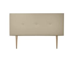 DUÉRMETE ONLINE Cabecero Premium Acolchado Modelo Milán, con Patas, Tapizado en Polipiel de Alta Gama, Madera, Beige, 145 x 60 cm (Cama 135/140)