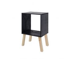 Decowood - Mesita de Noche o Auxiliar en Madera de Abeto Cuadrada, Pizarra - 40x30x67cm