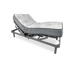 DUÉRMETE ONLINE Pack Cama Eléctrica Articulada Reforzada Ergomedic Pro + Colchón Viscoelástico Dorsaltec, Madera, Gris Antracita, 90x190