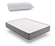 HOGAR24 ES -HS14-Colchón Viscoelástico 135 x 190 cm + Almohada Tacto Pluma. Alta Gama Núcleo Fresh Natur Alta Densidad Efecto Regenerador, Altura 24 cm