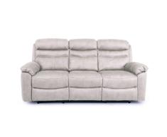 Shiito - Sofá de 3 Plazas con Función Relax - Modelo Malu - 198 x 100 x 91 cm - Asientos Laterales con Reposapiés - Apertura Manual - Tela Color Beige