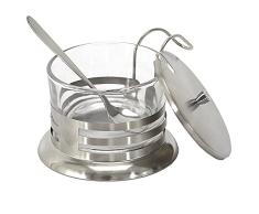 HOME DECO FACTORY KA4772 Quesera C/Cuchara PARMESANO, Polyester, Gris Acero Inoxidable y Transparente