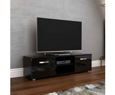 Vida Designs Cosmo Mueble de TV de 2 Puertas, Moderno, Brillante, Mate, para Sala de Estar, Color Negro, 140 cm, 140cm-No LED Lights