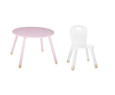 ATMOSPHERA CREATEUR DINTERIEUR Mesa Rosa Dulzura & Silla Infantil Douceur, Blanca
