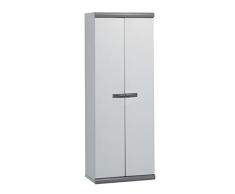 Gardiun Armario Escobero de Jardín Resina Tavira 2 62,5x39x169 cm Gris 2 Puertas