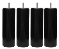 Margot – Camaleón Cilindro – Juego de 4 Patas de somier Madera 7 x 7 x 20 cm, Madera, Negro, 7 x 7 x 20 cm