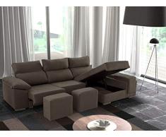 Shiito - Sofá de 3 plazas Modelo Senegal con chaiselongue a la Derecha, Asientos deslizantes y arcón. Color Gris Marengo