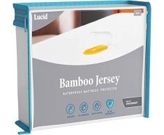 LUCID Protector de colchón de tejido de bambú – Extremadamente suave – Impermeable , 135 x 190 cm