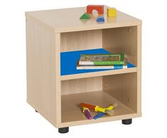Mobeduc Mueble Infantil Superbajo estantería 360, Haya, Haya y Azul Oscuro, 36x40x44 cm